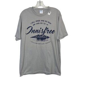 Port & Company Tshirt I Will Arise And Go Now Mens Medium Gray Innisfree
